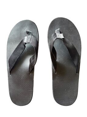 Scott Hawaii Flip Flops Men’s 10 Black Blue Stripes Arch Support Slipper Sandals
